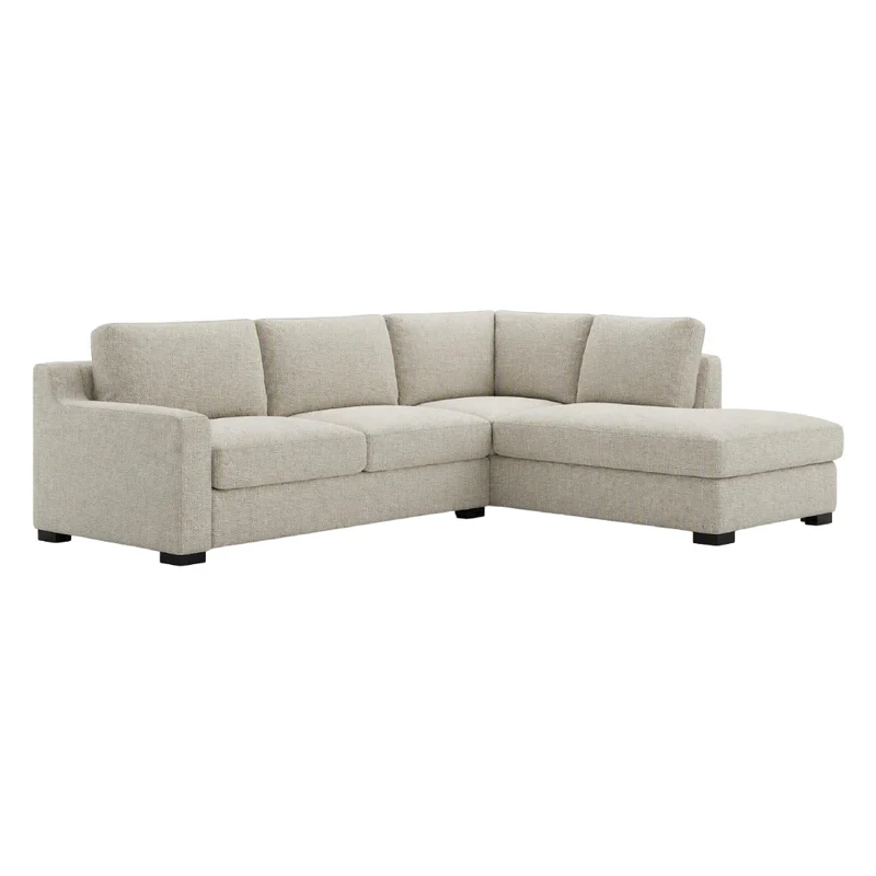 Sectionnel 2 pièces en tissu beige avec chaise longue à droite/gauche - Athena