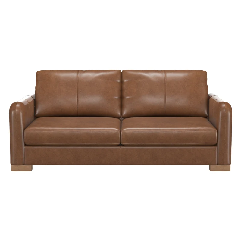 Sofa condo stationnaire en cuir brun - Eliot