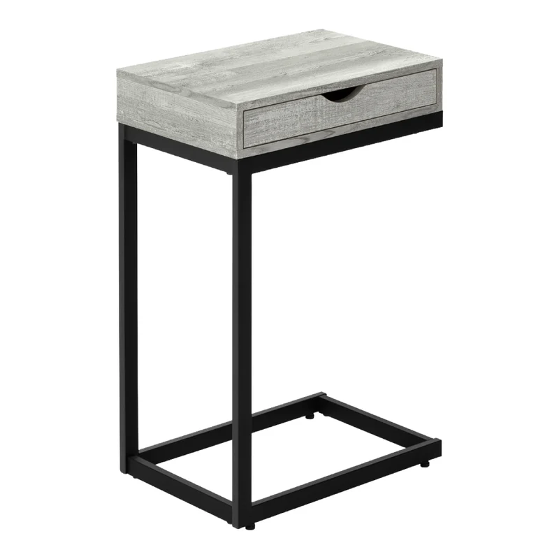 Table d'appoint en MDF/stratifié et métal noir avec 1 tiroir - I 3406-3407