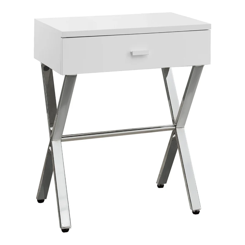 Table d'appoint en MDF/stratifié et métal chromé avec 1 tiroir - I 3262-3263-3265-3450