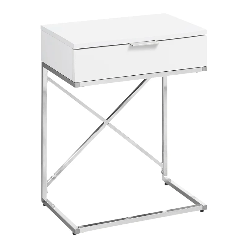 Table d'appoint en MDF/stratifié et métal chromé avec 1 tiroir - I 3470-3471-3474-3475