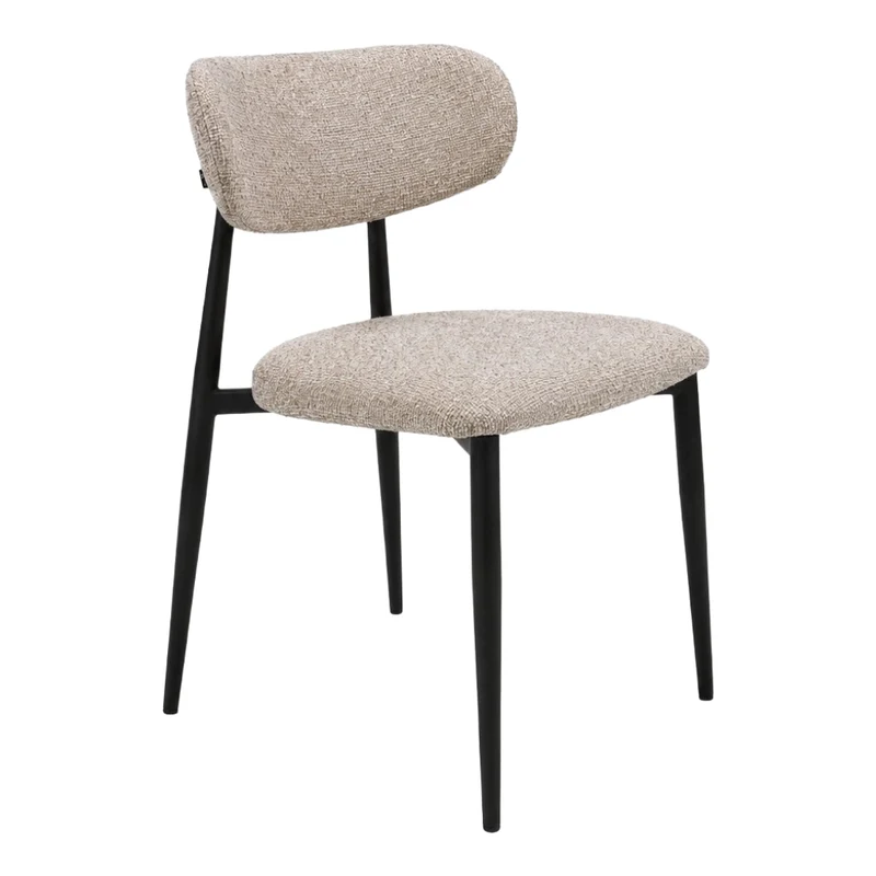 Chaise de salle à manger rembourrée en tissu et aspect cuir - Julie