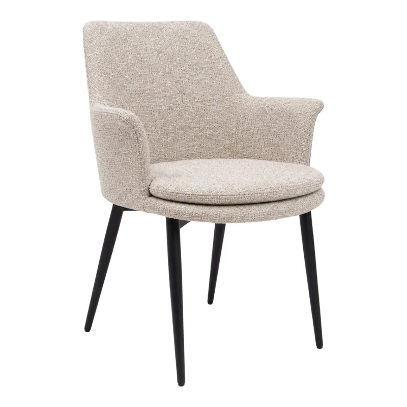 Chaise de salle à manger rembourrée en tissu et aspect cuir - Chloé