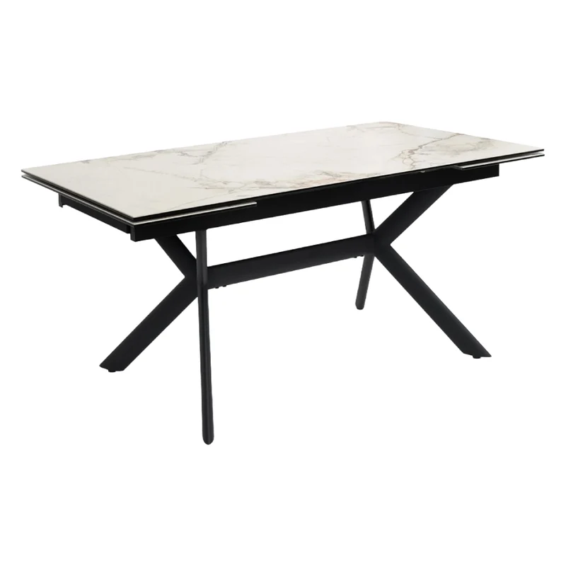 Table de salle à manger extensible en céramique sur verre trempé et métal - Percé