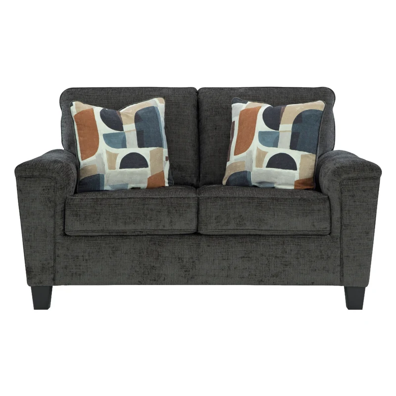 Causeuse en tissu noir avec coussins - Erinslane