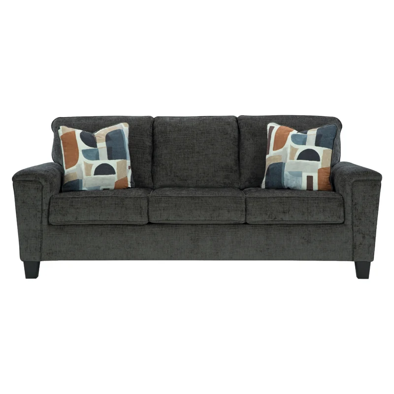 Sofa en tissu noir avec coussins - Erinslane