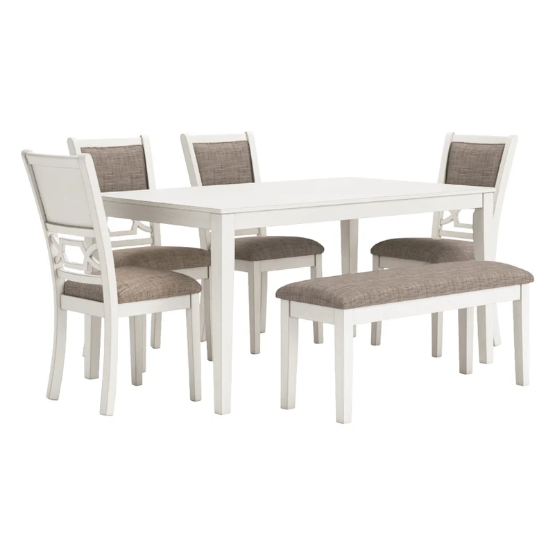 Ensemble de salle à manger avec 4 chaises et 1 banc rembourrés - Erinberg