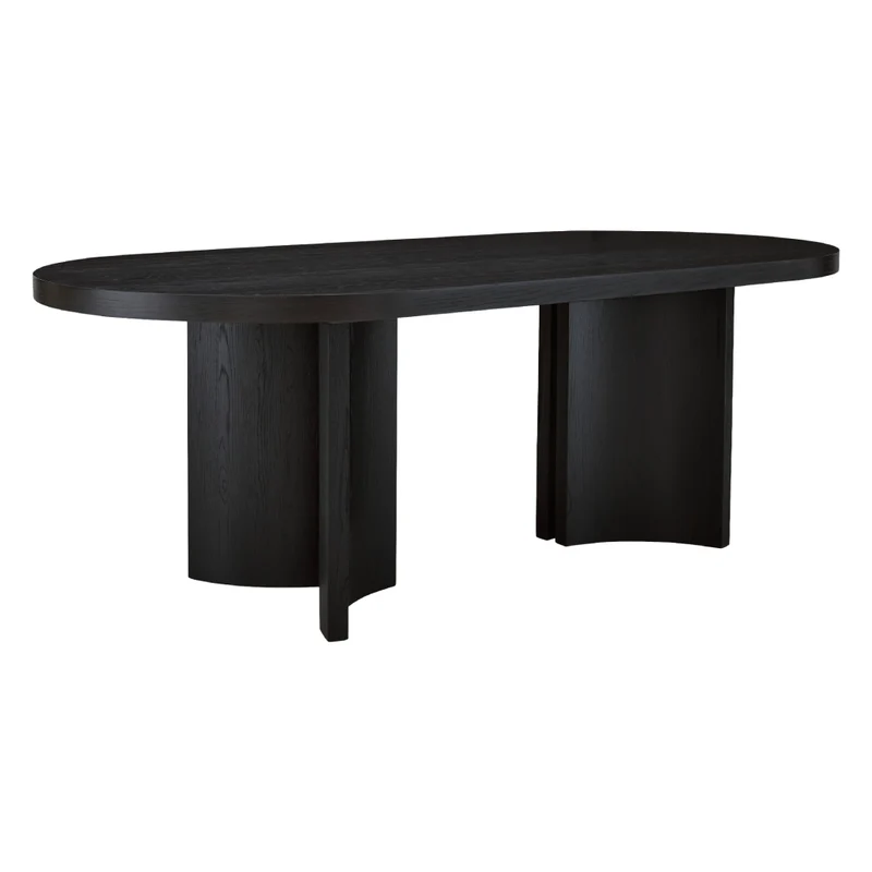 Table de salle à manger ovale en bois/placage de chêne noir - Rowanbeck