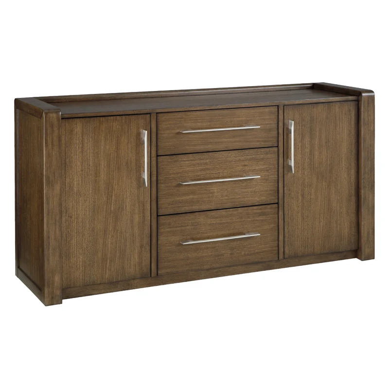 Buffet en bois/placage d'eucalyptus brun avec 2 portes et 3 tiroirs - Baskinger
