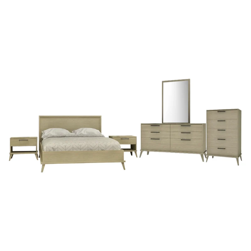 Mobilier de chambre à coucher 6 pièces Grand lit - 7956