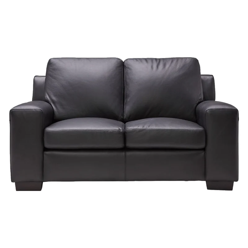 Causeuse en cuir noir corbeau - Bailey