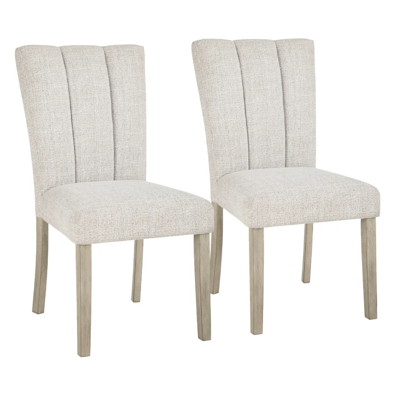Ensemble de 2 chaises de salle à manger rembourrées en tissu gris pâle - Larawyn