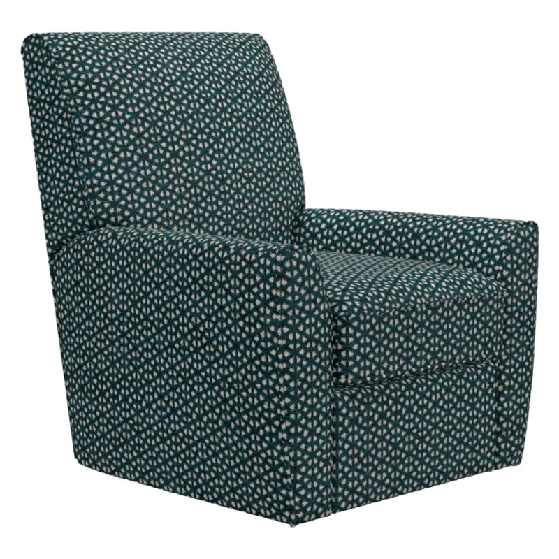 Fauteuil berçant et pivotant en tissu bleu à motifs - Dora