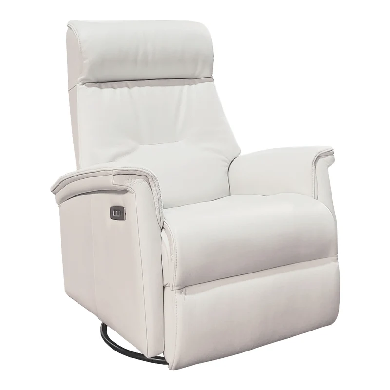 Fauteuil berçant, pivotant et inclinable motorisé en cuir blanc avec soutien lombaire - 21
