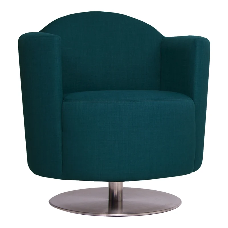 Fauteuil pivotant en tissu vert émeraude - LA 1956