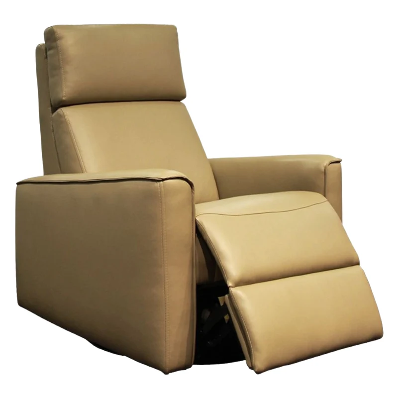 Fauteuil berçant, pivotant et inclinable en ultracuir beige foncé - Riana