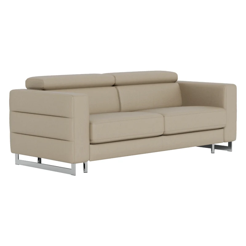 Sofa condo inclinable motorisé en cuir beige foncé - Marco