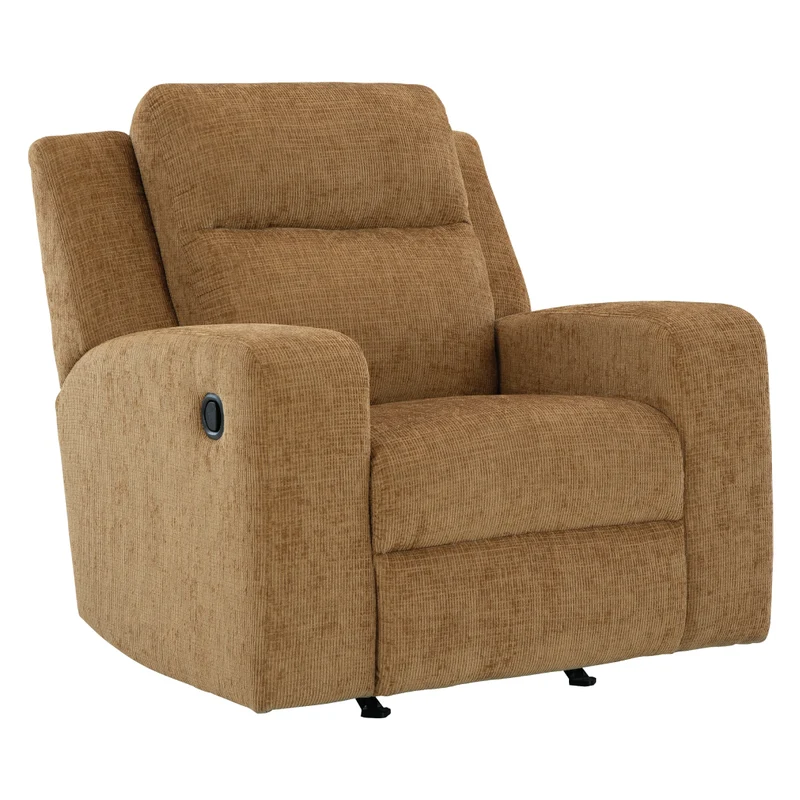 Fauteuil berçant et inclinable en tissu brun clair - Kanlow