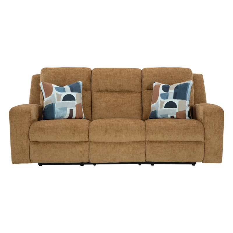 Sofa inclinable en tissu brun clair avec coussins - Kanlow