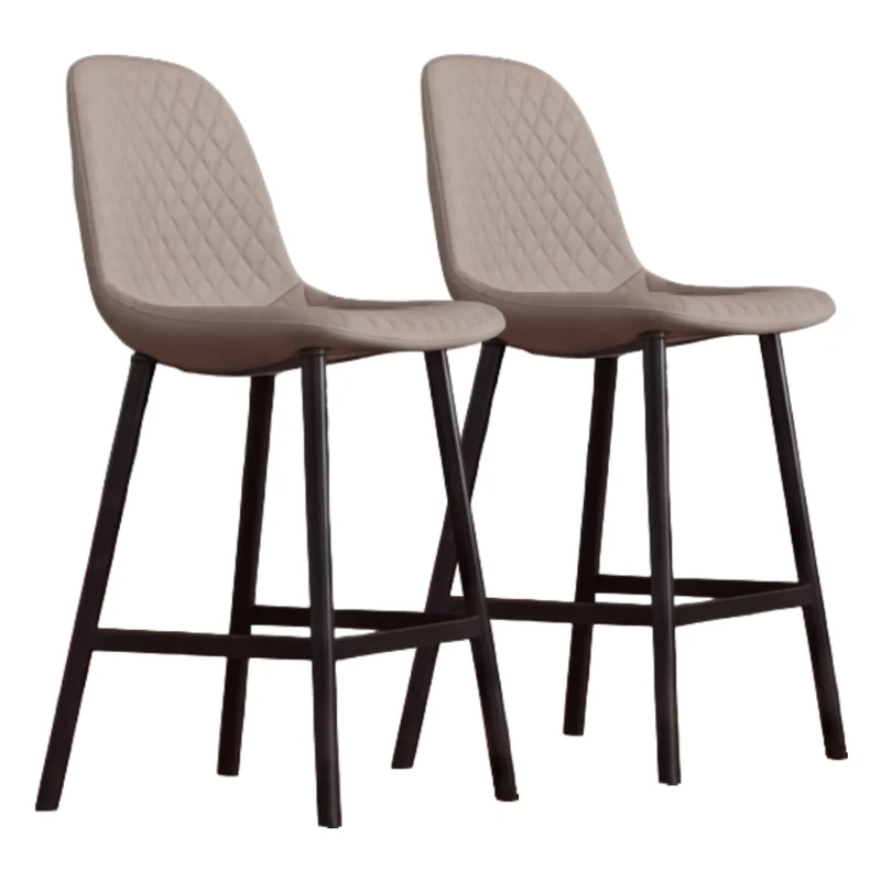 Ensemble de 2 tabourets de comptoir aspect cuir gris grège - Diamond