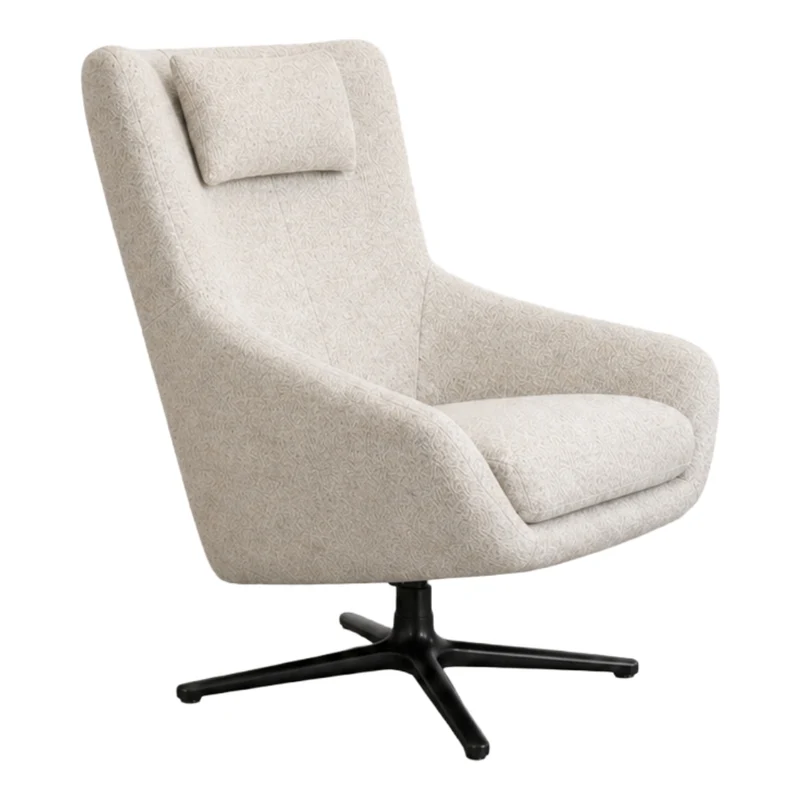 Fauteuil pivotant en tissu crème - Coko