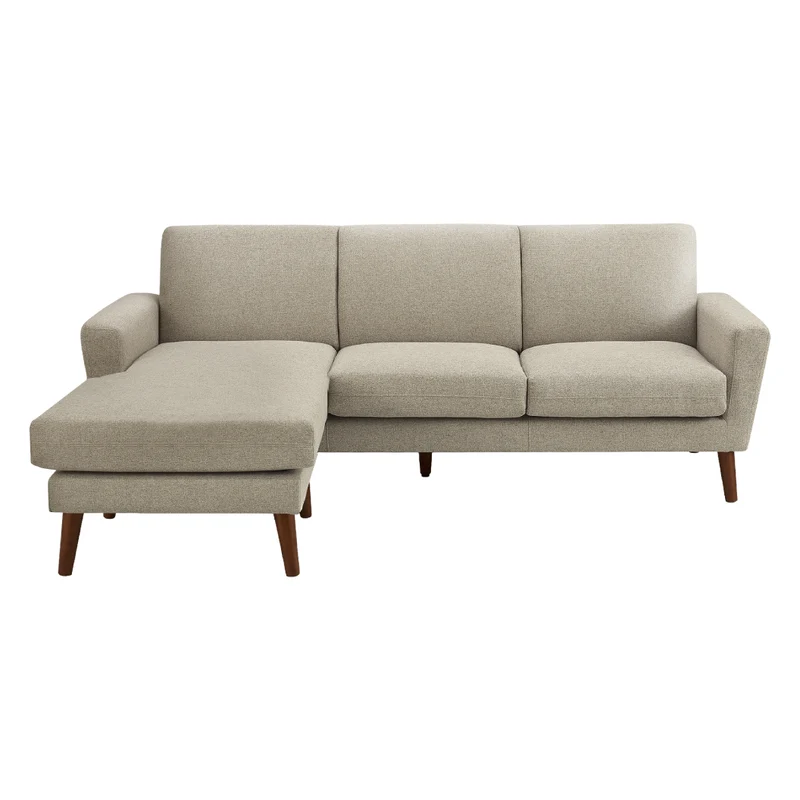 Sofa en tissu brun clair avec chaise longue