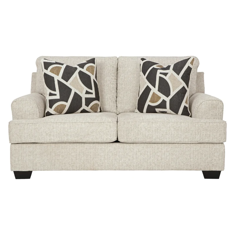 Causeuse en tissu beige pâle avec coussins - Heartcort