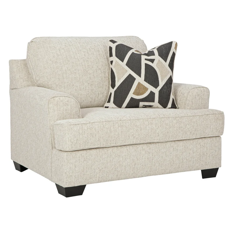 Fauteuil surdimensionné en tissu beige pâle avec coussin - Heartcort