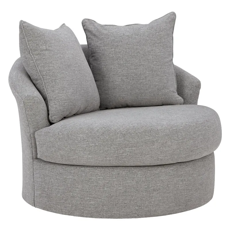 Fauteuil d'appoint pivotant en tissu gris étain avec coussins - UrbanCrest