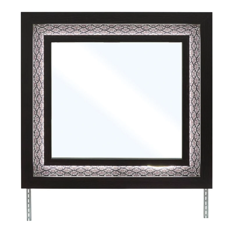 Miroir de bureau en bois/MDF noir avec éclairage DEL intégré - Shoralli
