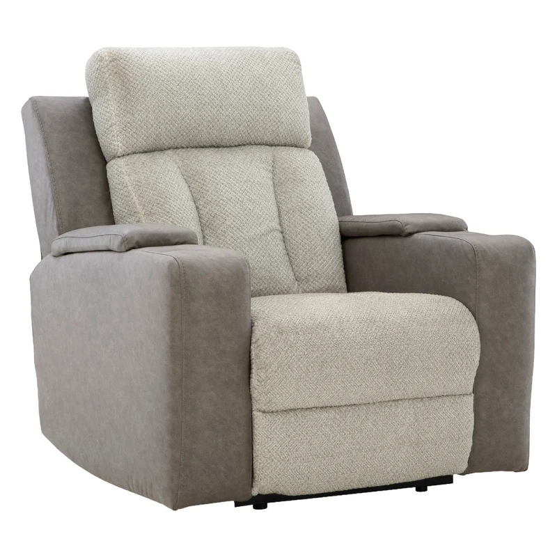 Fauteuil inclinable motorisé en tissu/aspect cuir gris avec lombaire chauffant et massant - Branthorpe