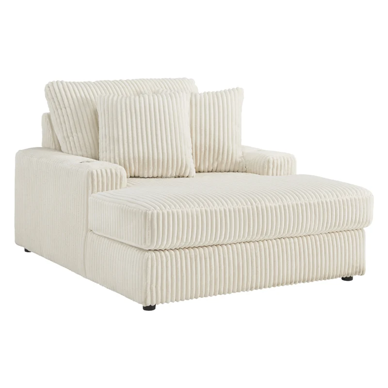 Méridienne en tissu avec porte-gobelets, port USB intégré et coussins - Lindyn