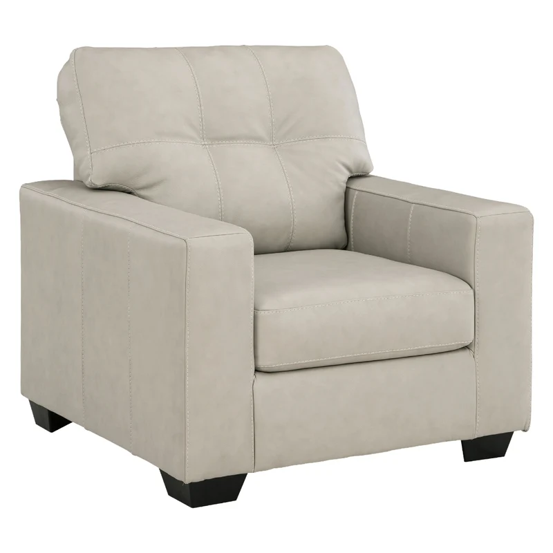 Fauteuil en cuir beige pâle - Santorine