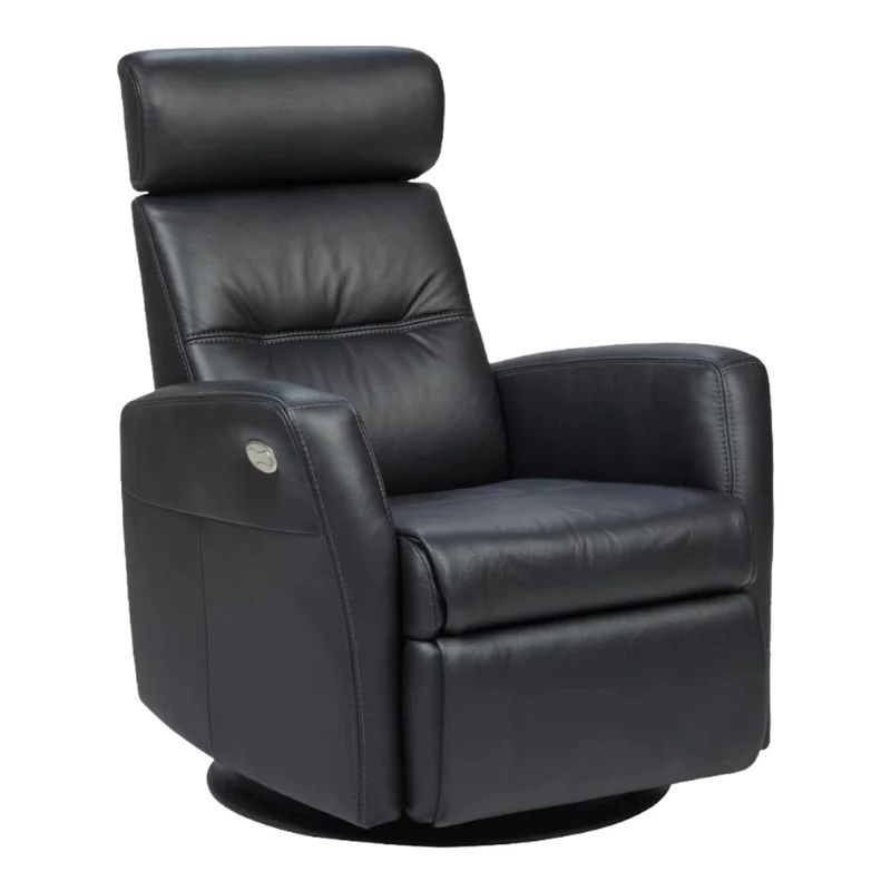 Fauteuil berçant, pivotant et inclinable motorisé en cuir noir - Tya Nordic