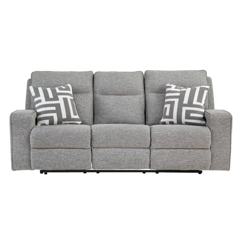 Sofa inclinable motorisé zéro gravité en tissu Nuvella gris pâle avec coussins - Biscoe