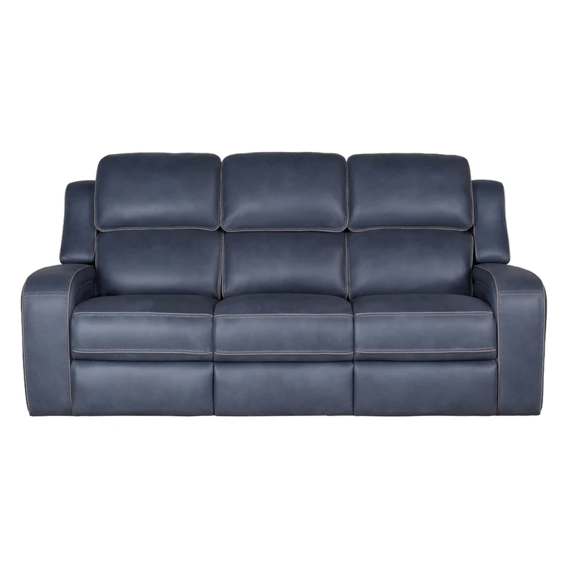 Sofa inclinable motorisé aspect cuir bleu marine avec table centrale rabattable - K2250