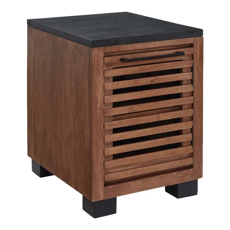 Table de bout en bois/MDF bicolore avec 1 porte - Kallari