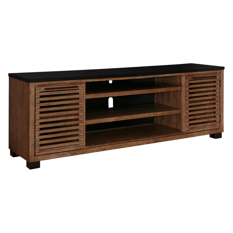 Meuble de télévision XL en bois/MDF bicolore avec 2 portes - Kallari