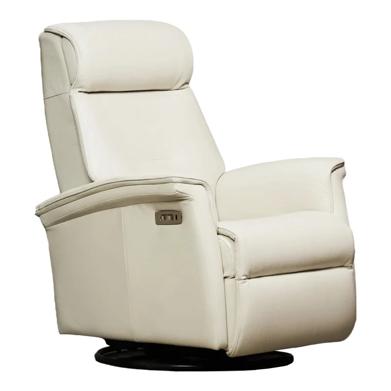 Fauteuil berçant, pivotant et inclinable motorisé en cuir avec soutien lombaire - 21