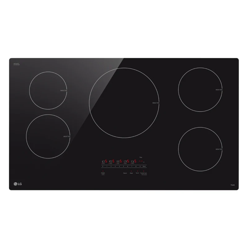 Plaque de cuisson à induction 36 po, Noir à 5 zones avec UltraHeat™ & SmoothTouch®