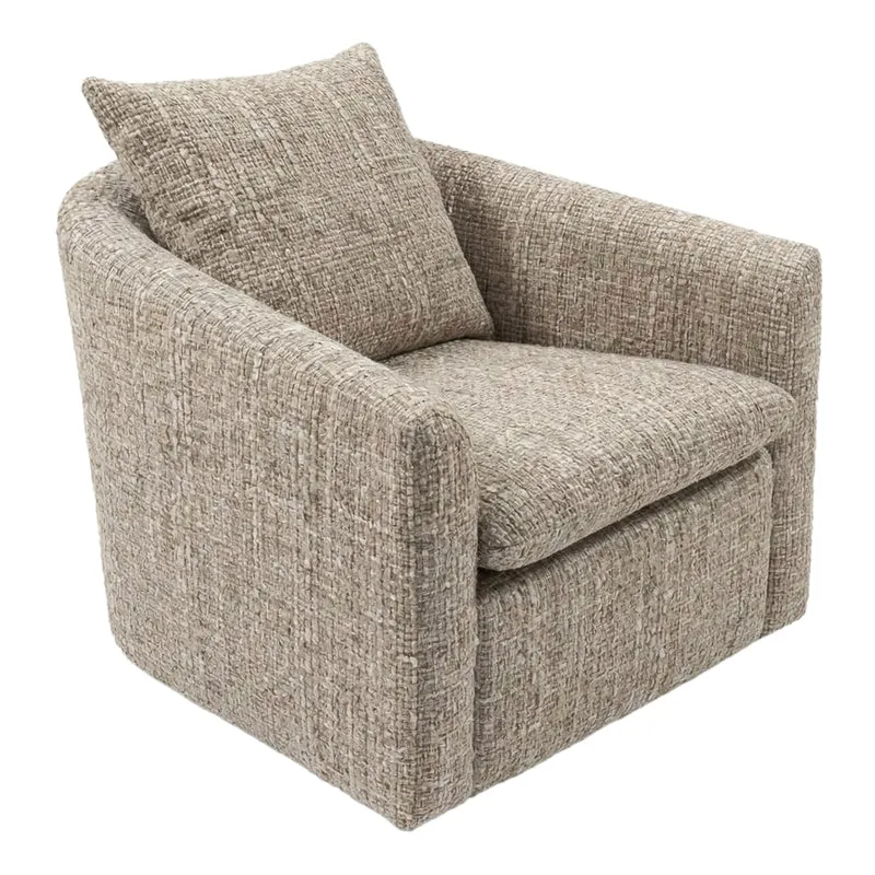 Fauteuil pivotant en tissu et aspect cuir - Evan