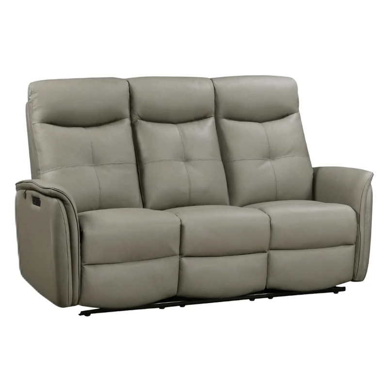 Sofa inclinable motorisé en cuir et en tissu avec table centrale rabattable - Oslo