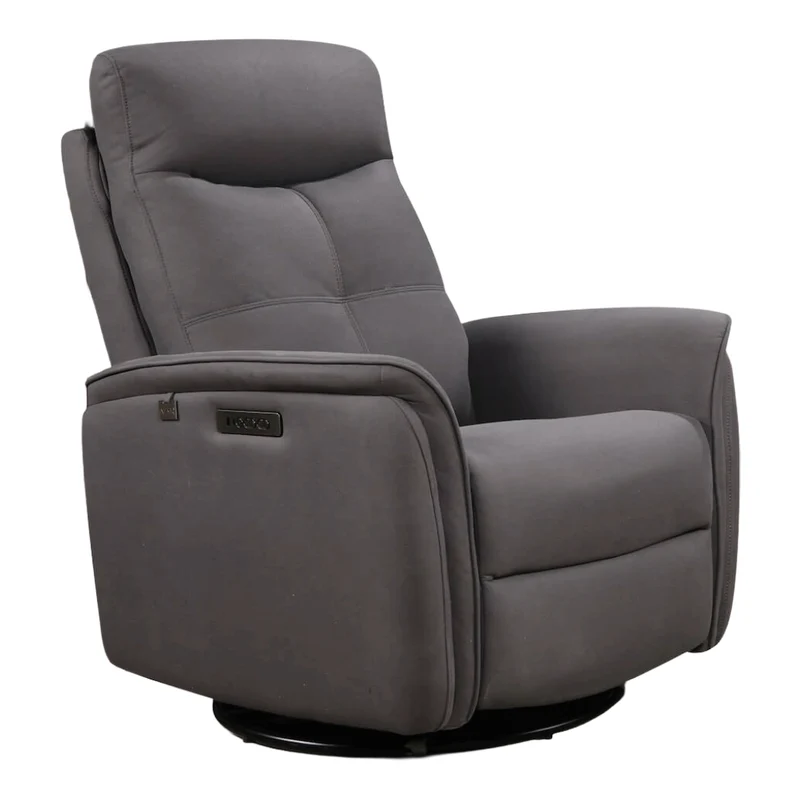 Fauteuil berçant, pivotant et inclinable motorisé en tissu gris foncé - Oslo