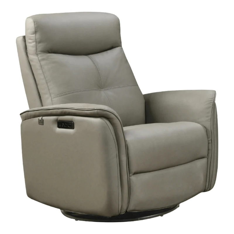 Fauteuil berçant, pivotant et inclinable motorisé en cuir gris - Oslo