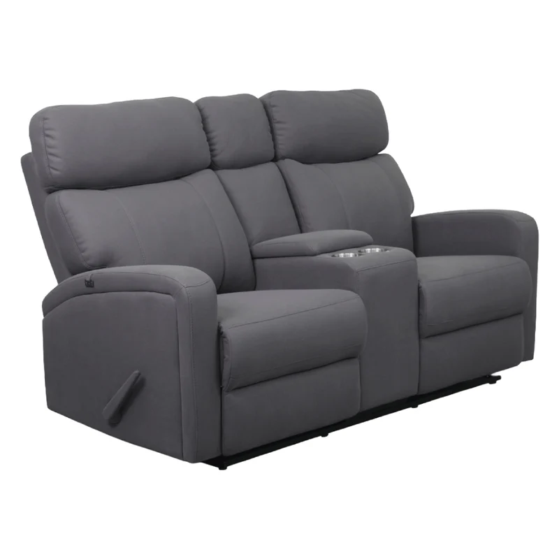Causeuse inclinable en tissu gris avec console - Bordeaux