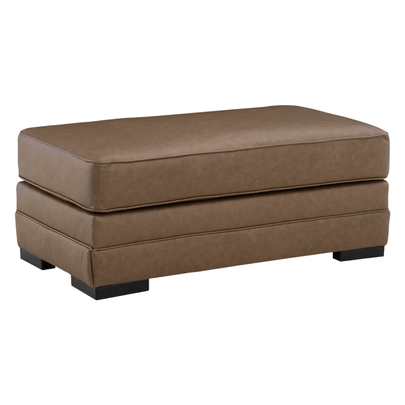 Ottoman aspect cuir brun caramel - VillaCourt