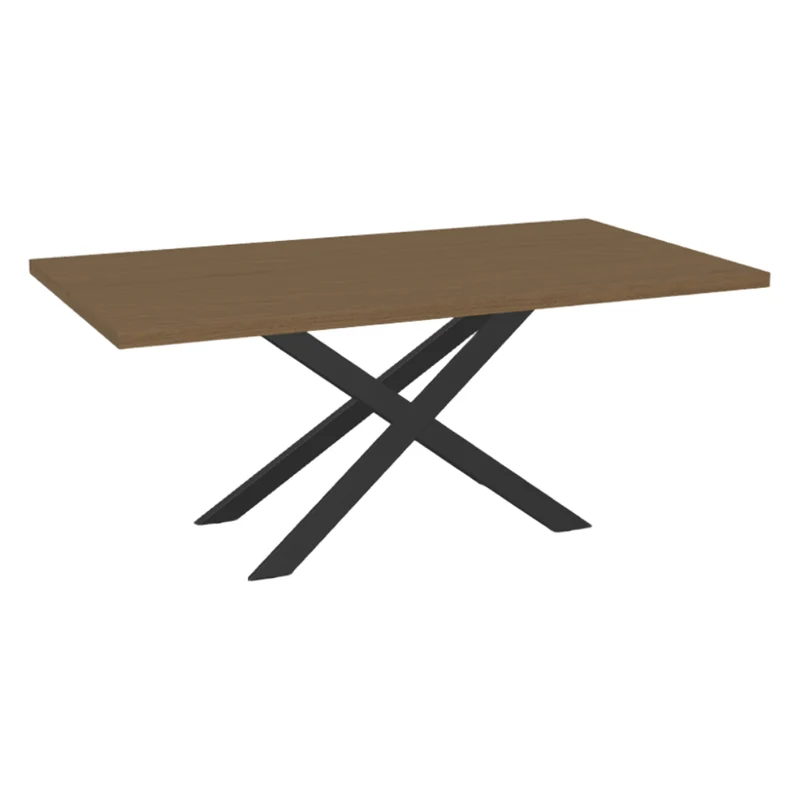 Table de salle à manger rectangulaire en placage de chêne brun - Ascencio