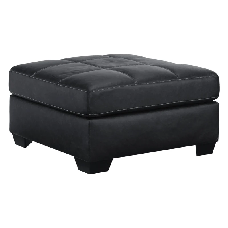 Ottoman surdimensionné aspect cuir noir - Barlin Mills