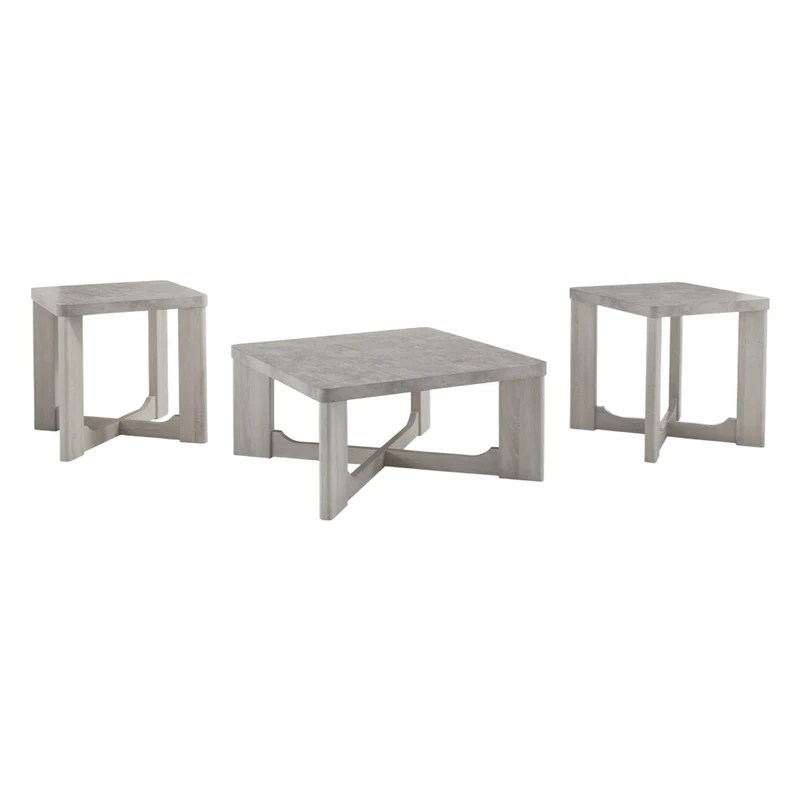 Ensemble de 3 tables en mélamine gris ciment - Garnilly