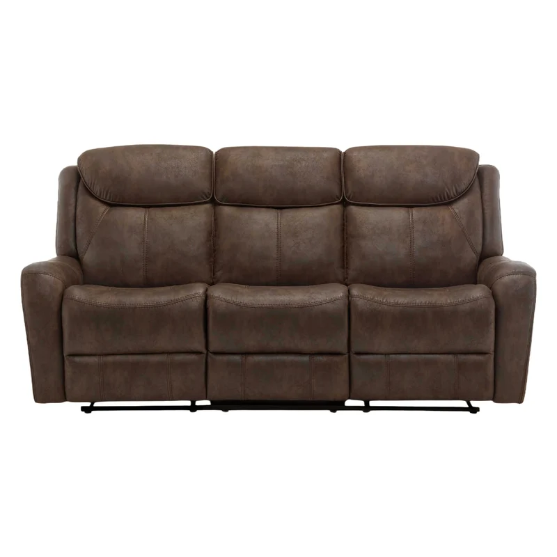 Sofa motorisé aspect cuir brun avec ports USB intégrés